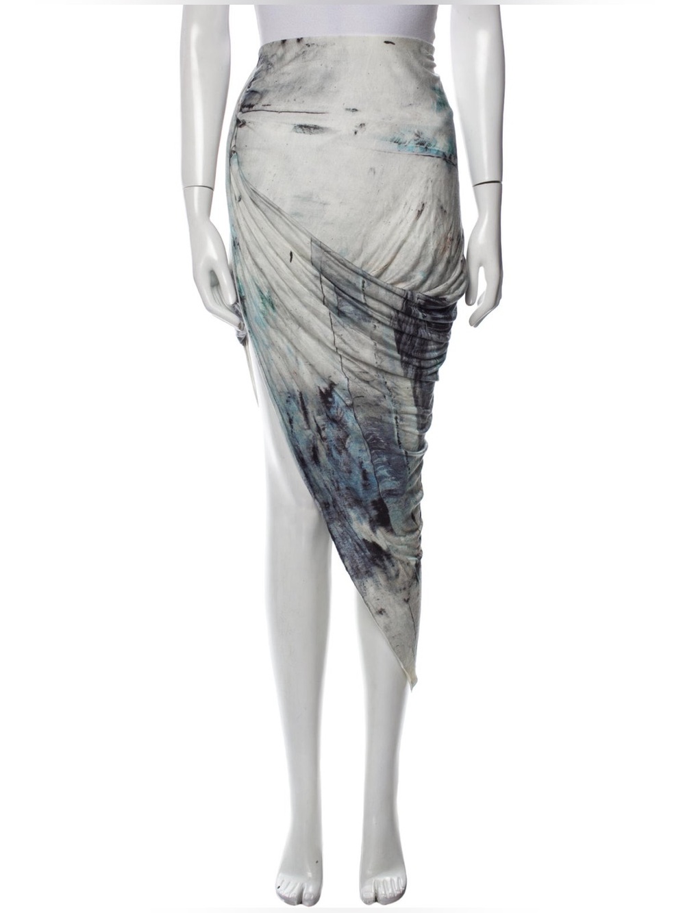 Helmut Lang Tidal Print Asymmetrical Multicolor Maxi Jersey Skirt EUC Size Small - Picture 2 of 12